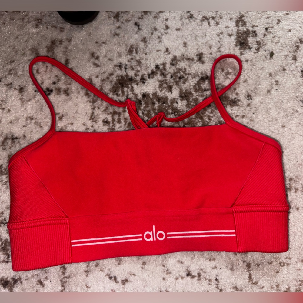 Alo Yoga Candy Red Sports Bra - Picture 3 of 6